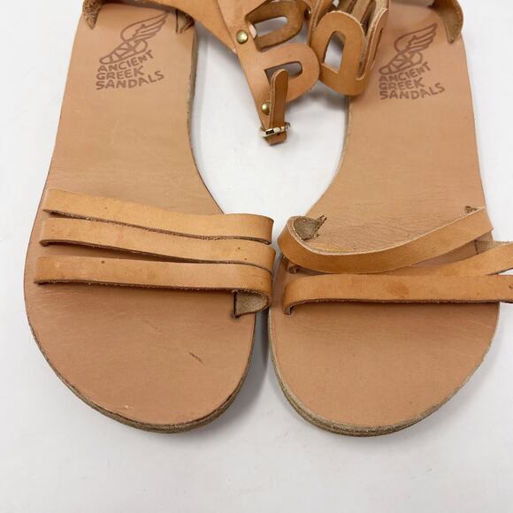 Ancient Greek Sandals Womens 37 Natural Brown Ankle Cut Out Leather Sandals 7 - Picture 5 of 10